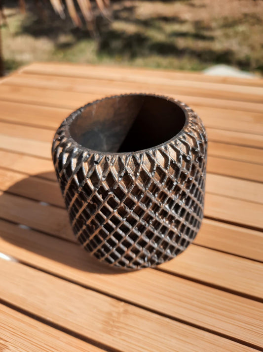 petit pot effet gaufré or et noir