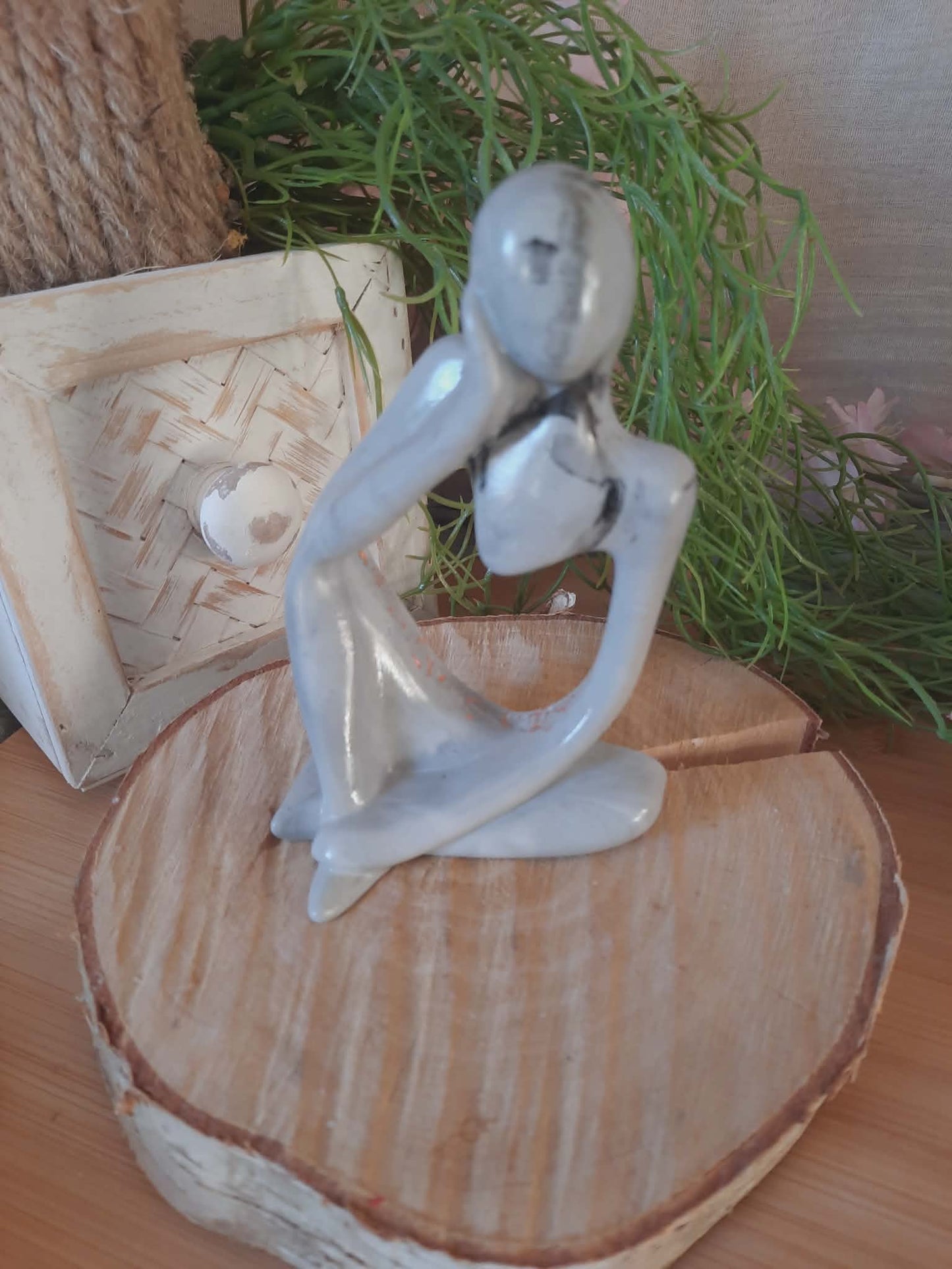 statuette série "Le Penseur" Gris marbré noir