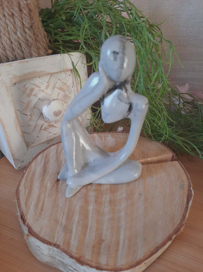 statuette série "Le Penseur" Gris marbré noir