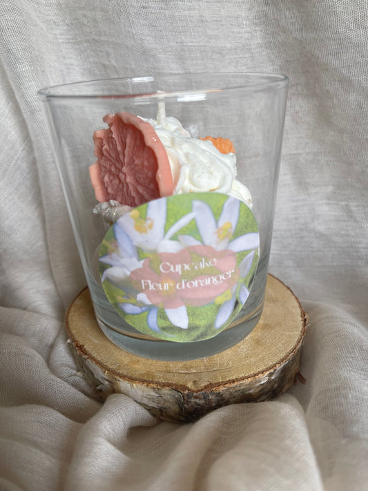 Bougie cupcake fleur d'oranger
