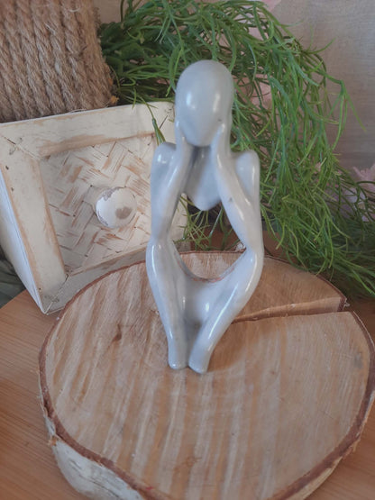 statuette série "Le Penseur" Gris marbré noir